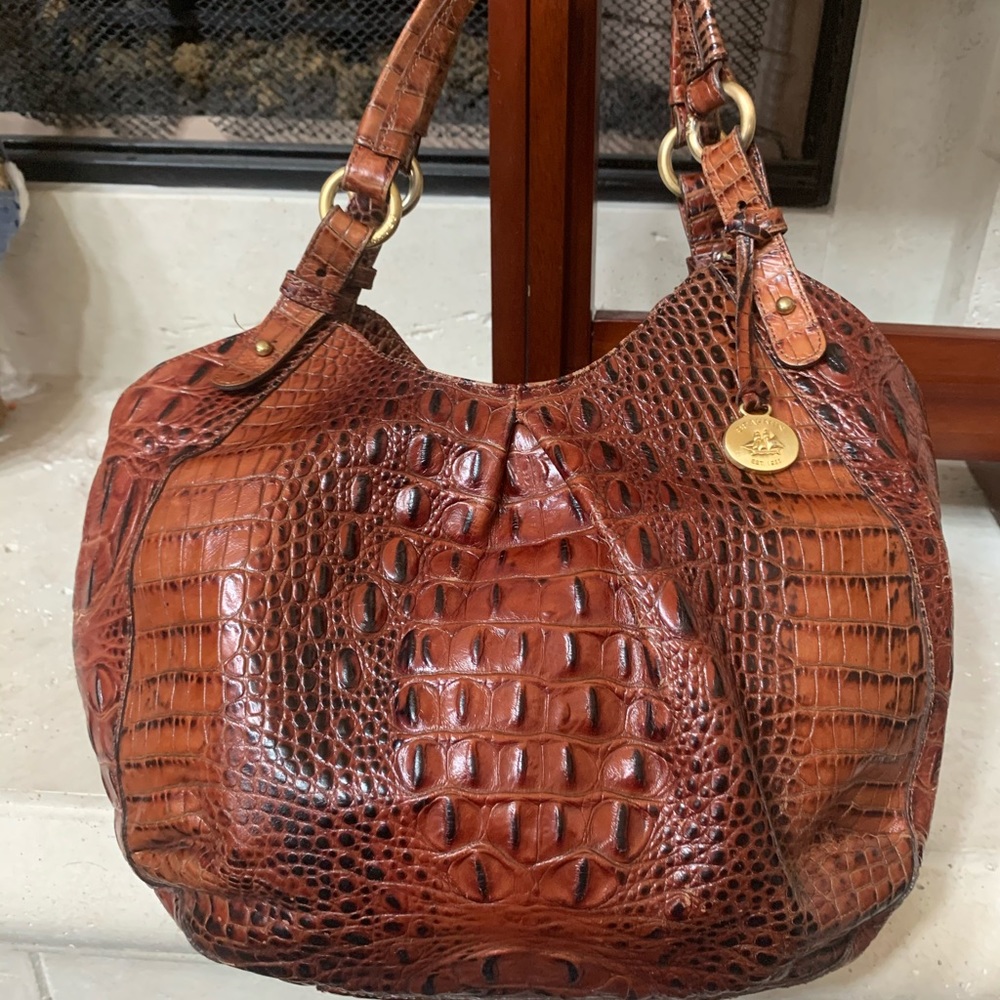 Brahmin Melbourne Crocodile-Embossed Hobo Bag